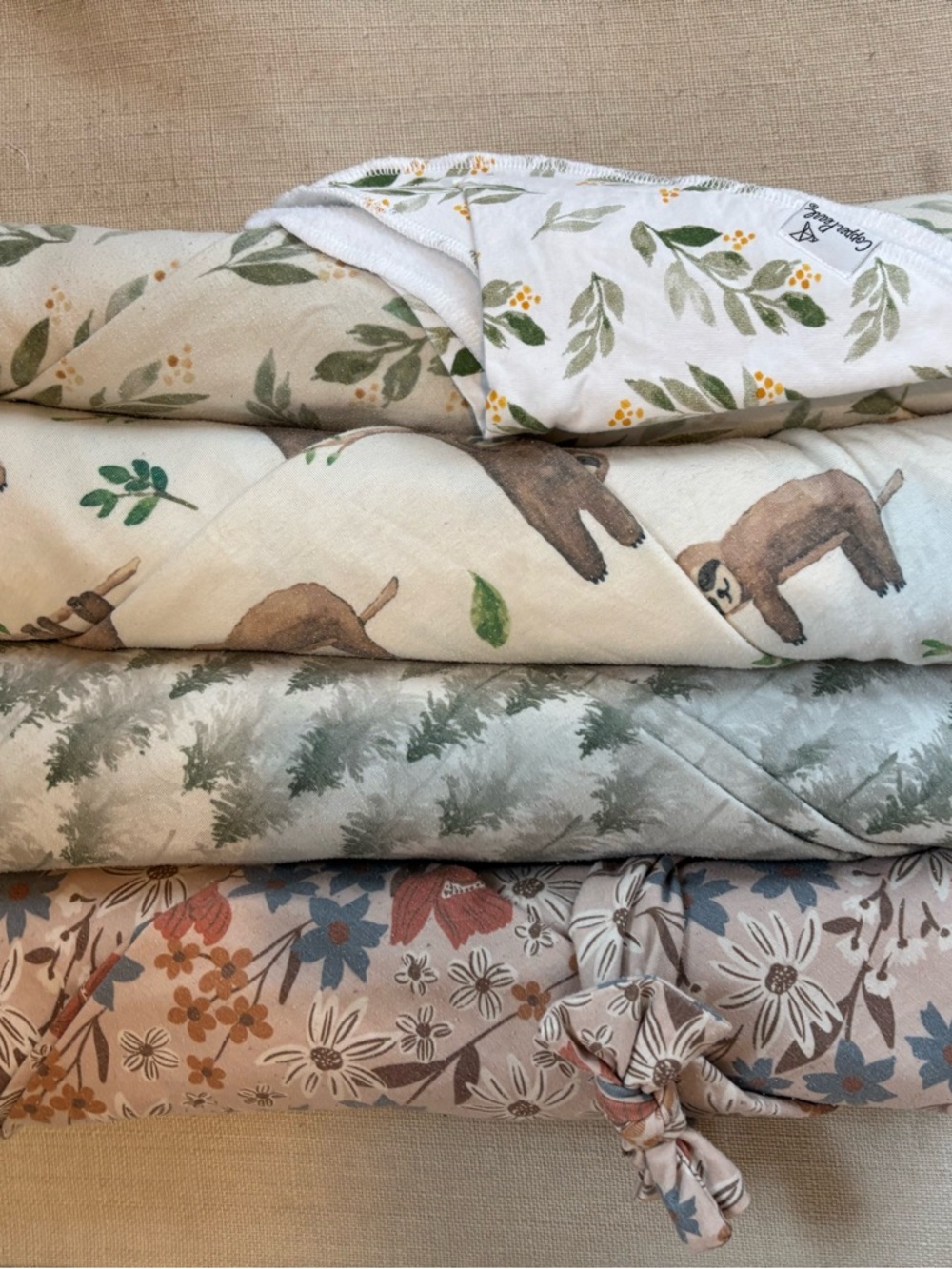 Lot of 4 Copper Pearl Stretchy Swaddle Blankets! With matching bib and bow